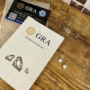 Certified (2) 1ct. Moissanite Diamond Solitaire Earrings